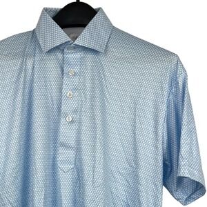 NEW Collars & Co Dress Collar Spread Polo Mens M Performance Blue White Check